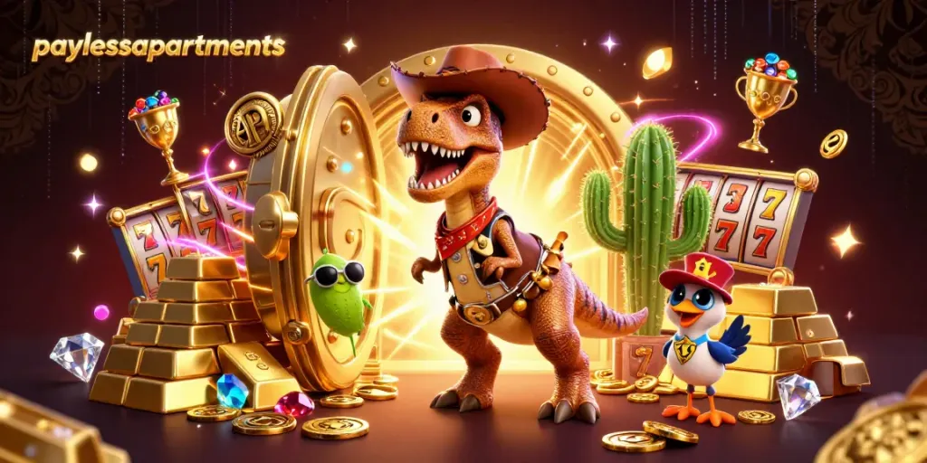 Experience big wins at paylessapartments with casino treasures amidst dynamic gambling elements.